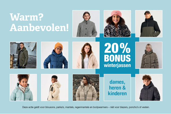 20% bonus op alle winterjassen