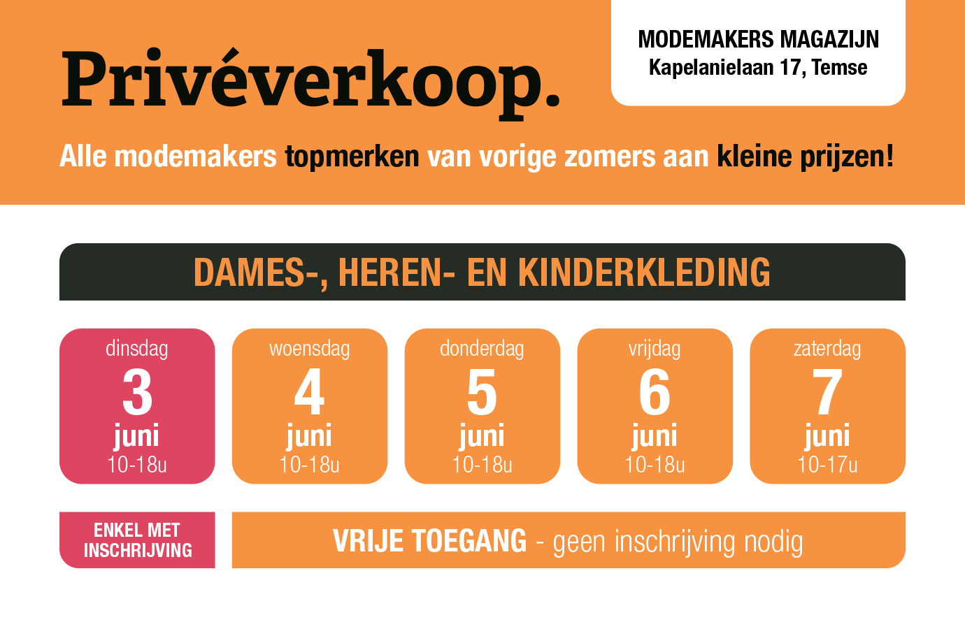 Privéverkoop voorjaar 2025 van dinsdag 3 t.e.m. zaterdag 7 mei