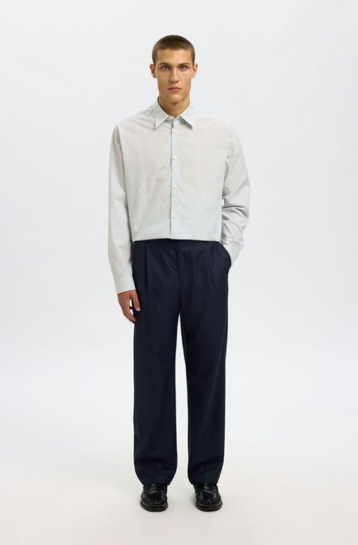 slhctmben stripe ls shirt cashmere blue m