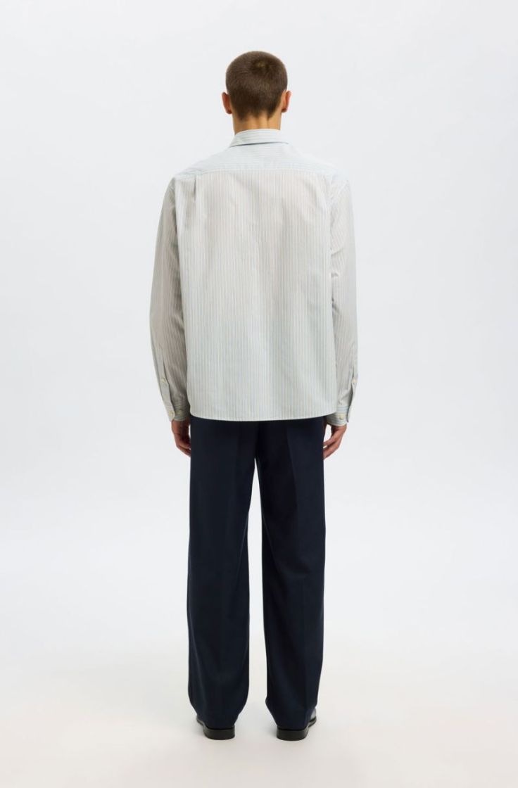 slhctmben stripe ls shirt cashmere blue m