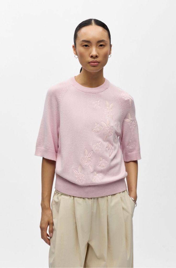 objlaney rubin ss pullover pale lilac flor