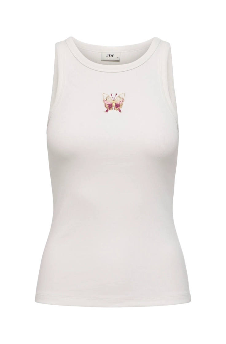 jdytulle life emb tank top jrs cloud dancer em
