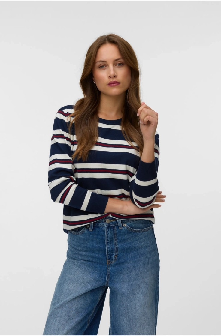 vmsilje ls o-neck pullover navy blazer str