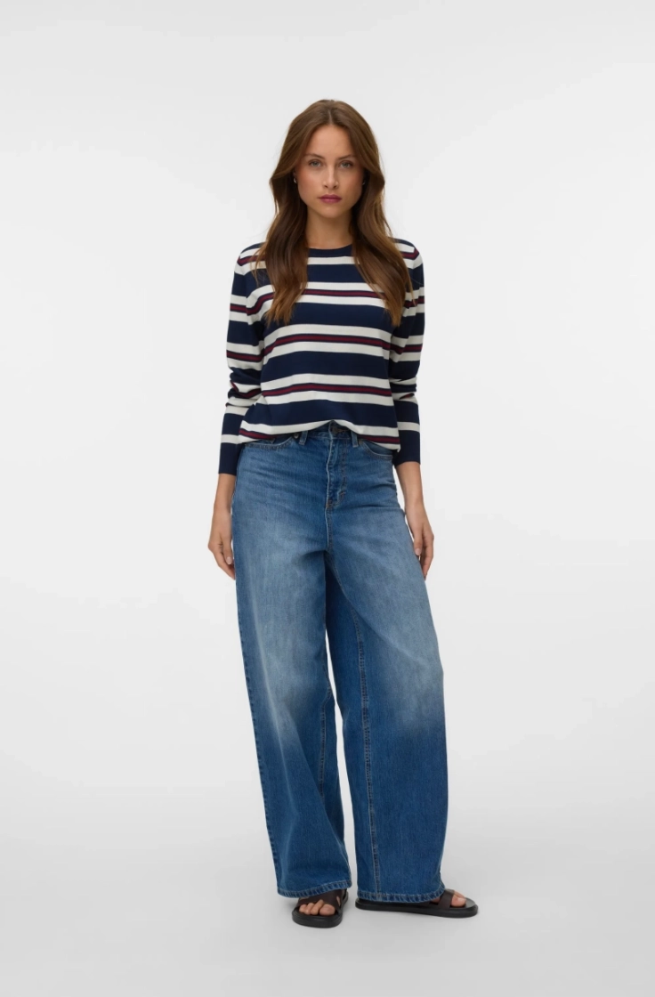 vmsilje ls o-neck pullover navy blazer str