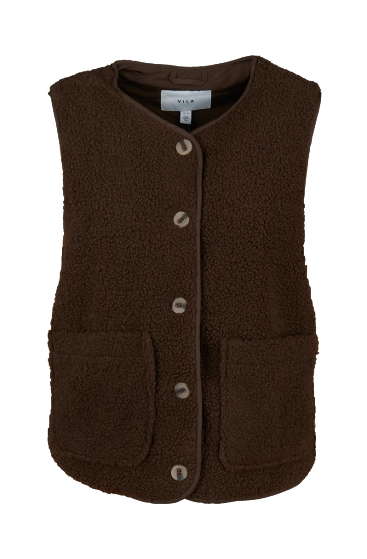 viada teddy waistcoat coffee bean