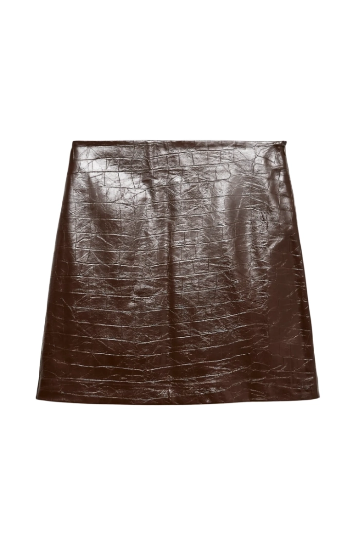vmcarly hw short coated skirt cocoa brown