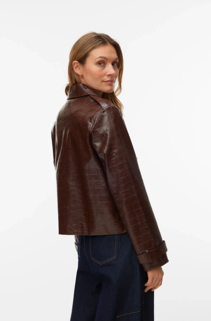 vmcarly short coated jacket cocoa brown