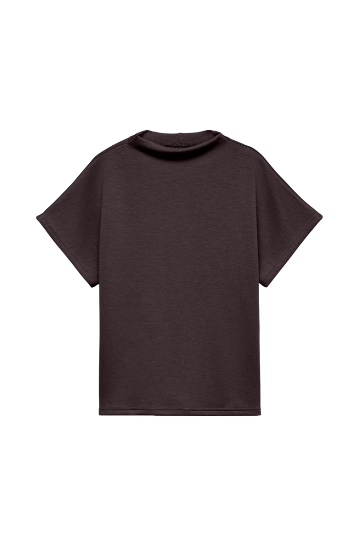 vmhali ss funnel neck top jrs chocolate torte
