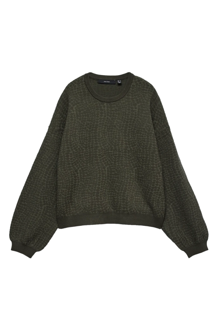 vmnancy jaquard ls o-neck pull forest night