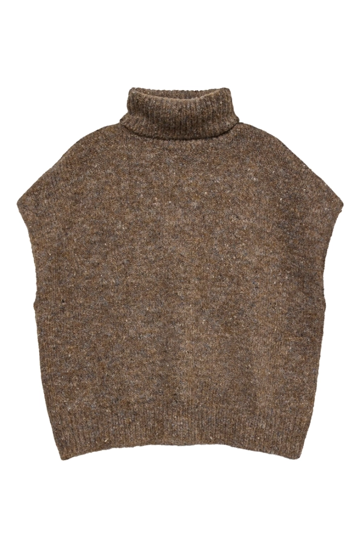 vmingrid sl rollneck vest boo cocoa brown mel