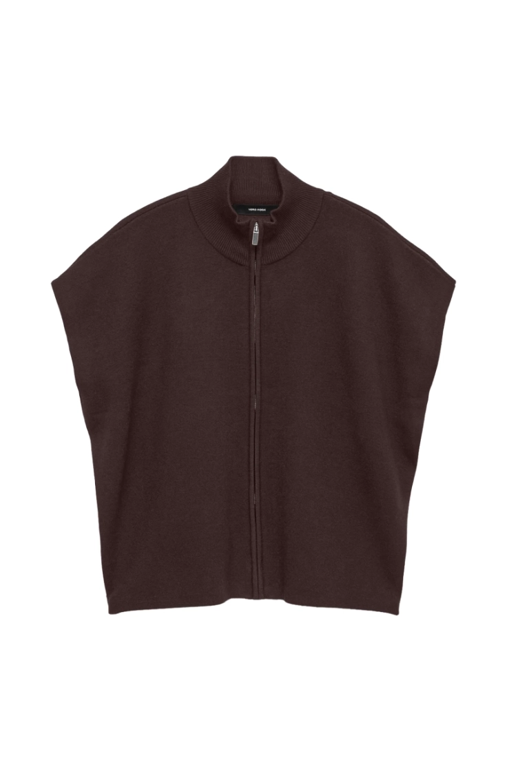 vmsaba ss highneck zipper vest chocolate torte