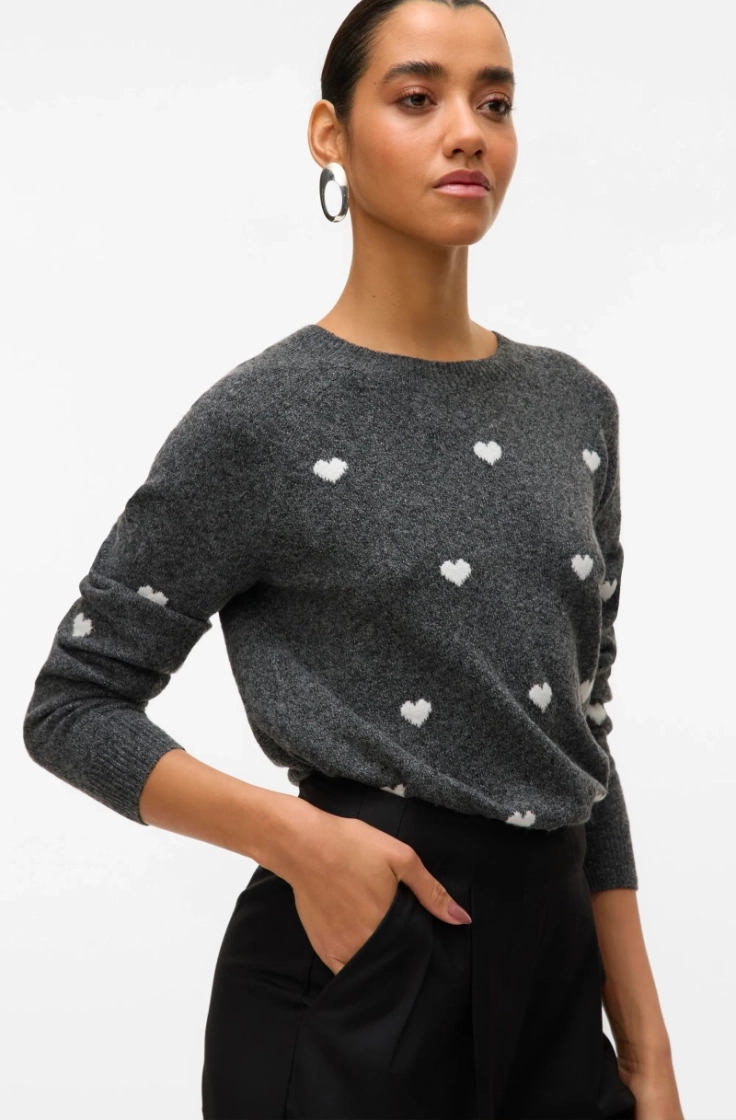 vmdoffy intarsia ls o-nck pull dark grey melan