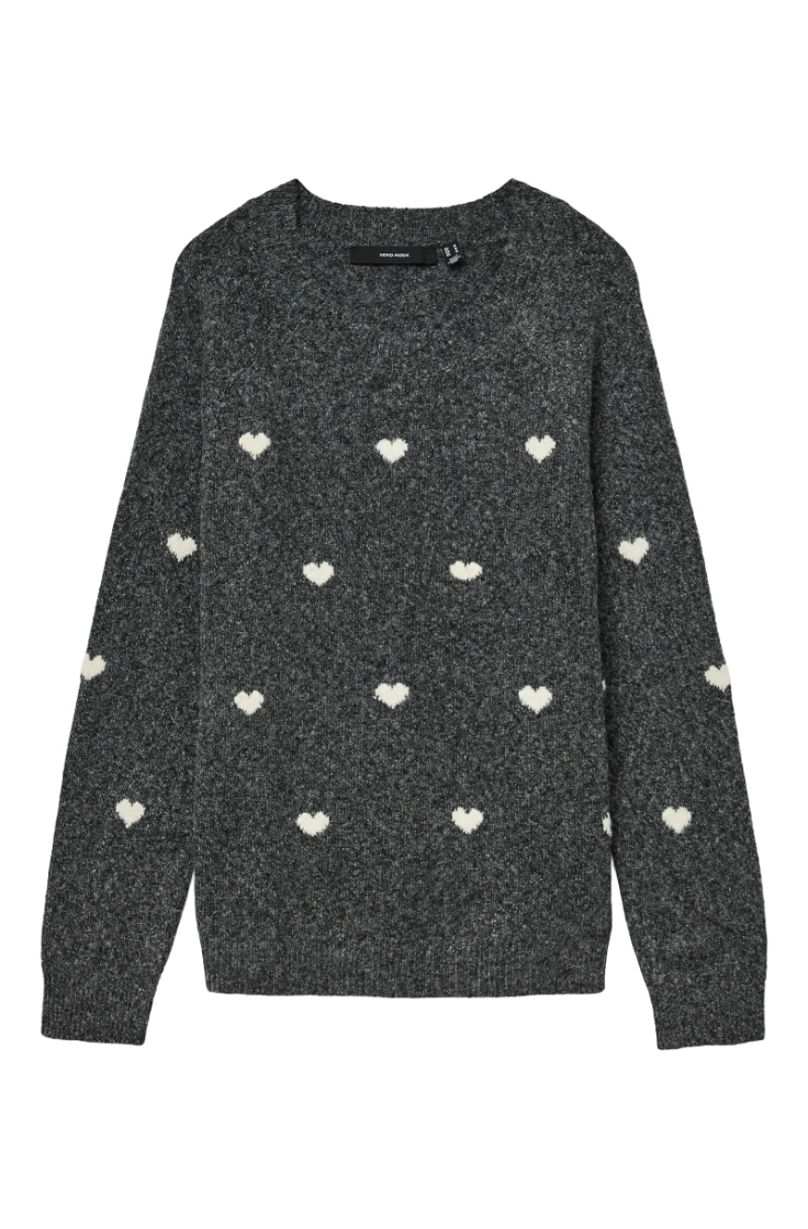 vmdoffy intarsia ls o-nck pull dark grey melan