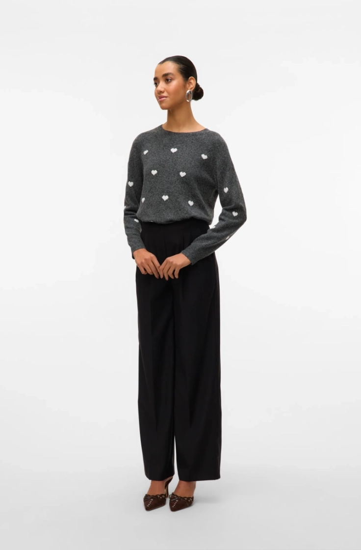 vmdoffy intarsia ls o-nck pull dark grey melan