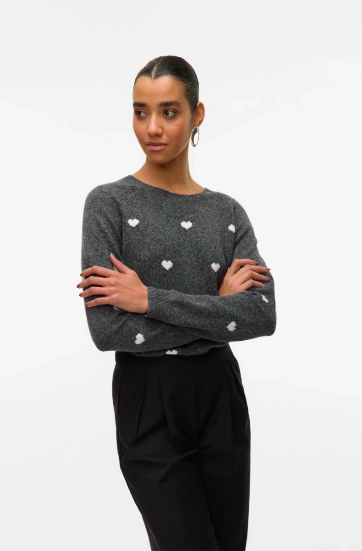 vmdoffy intarsia ls o-nck pull dark grey melan