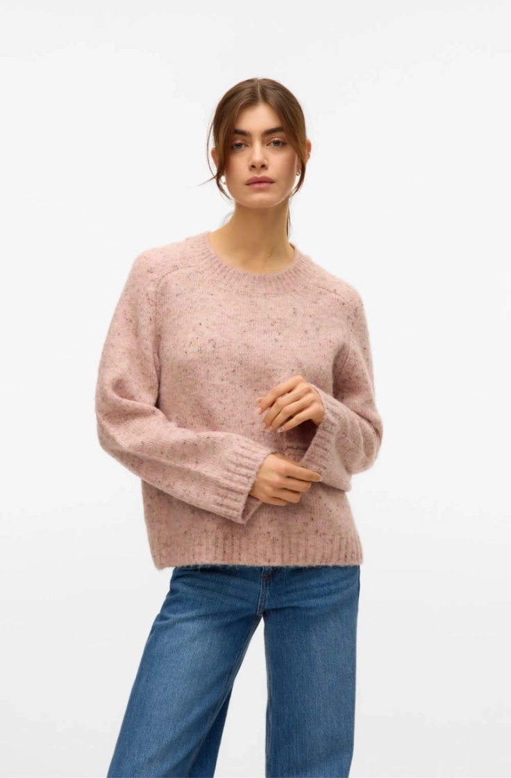 vmingrid ls o-neck pullover pink dogwood w.