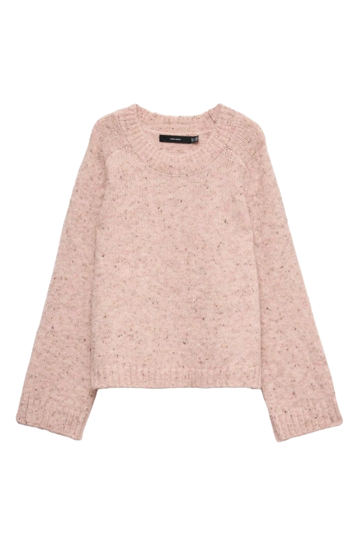 vmingrid ls o-neck pullover pink dogwood w.