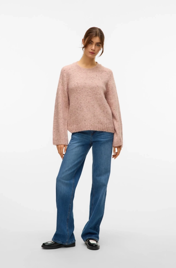 vmingrid ls o-neck pullover pink dogwood w.