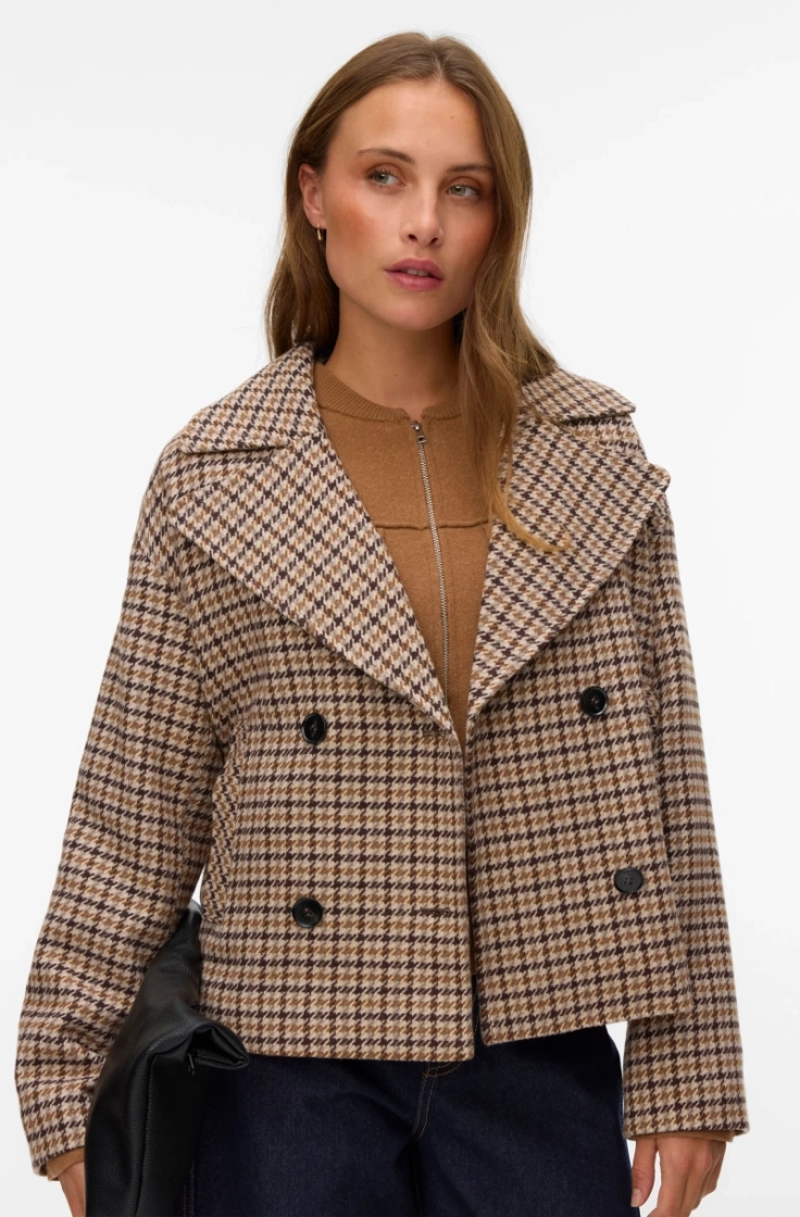 vmjackieline check short jacke chocolate torte