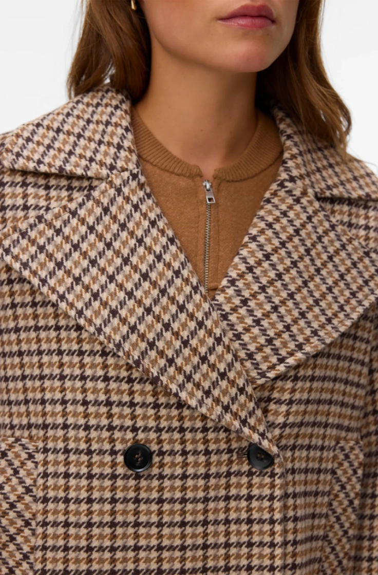 vmjackieline check short jacke chocolate torte