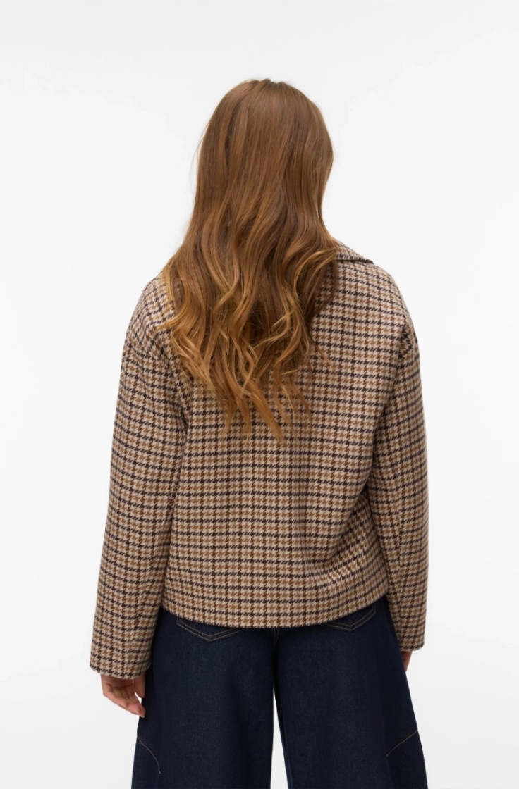 vmjackieline check short jacke chocolate torte