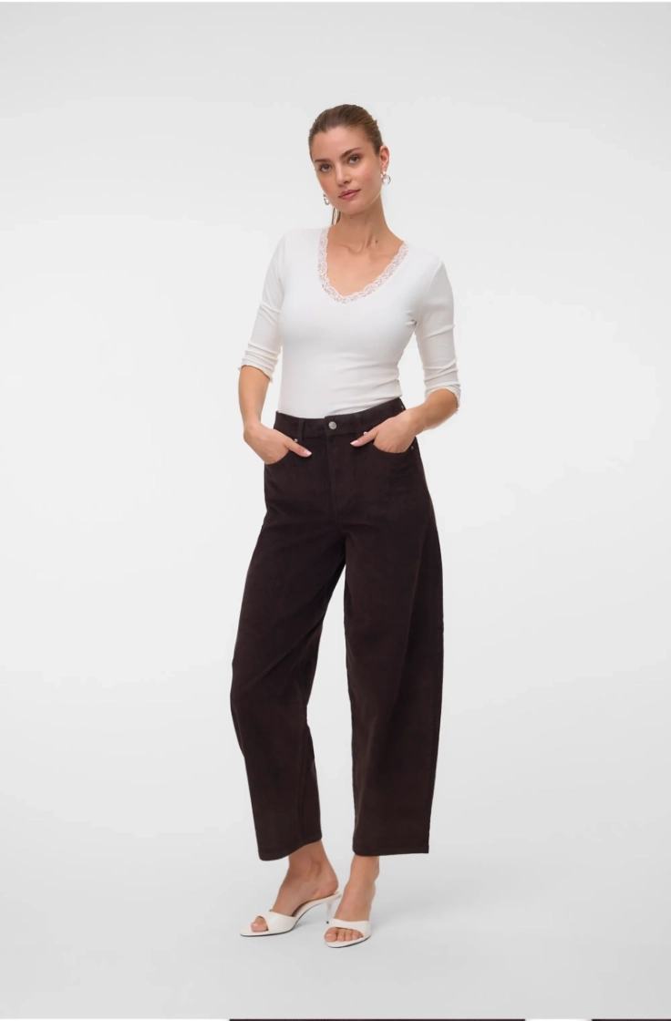vmtessa hr wide corduroy pants chocolate torte