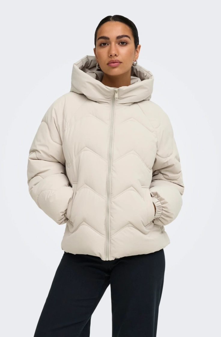 jdypower short hood puffer otw silver lining