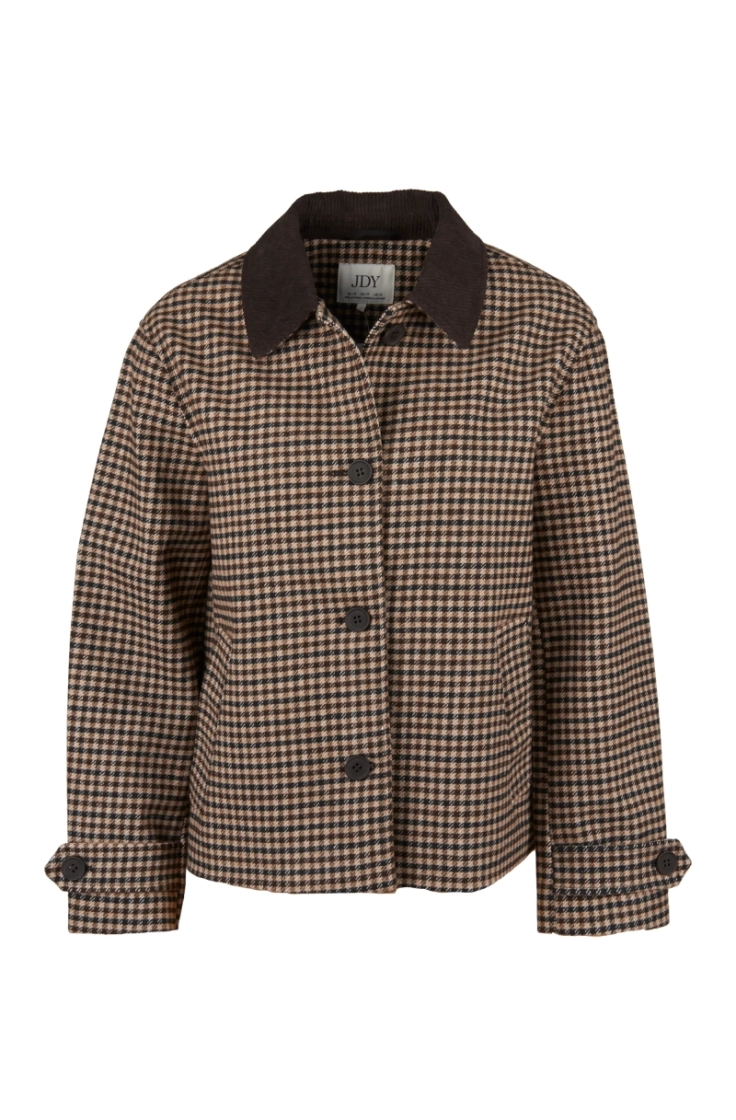 jdyvalerie check jacket otw yf iced coffee bla