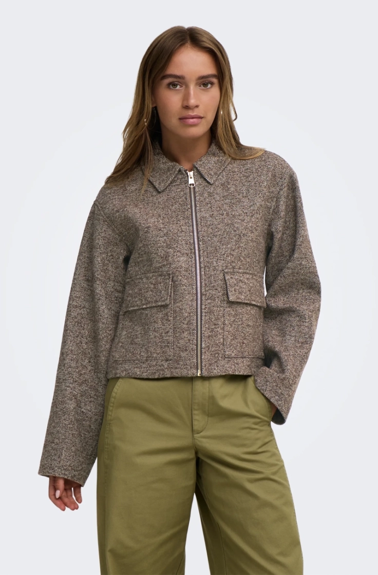 jdyvinga herringbone jacket ot chocolate torte