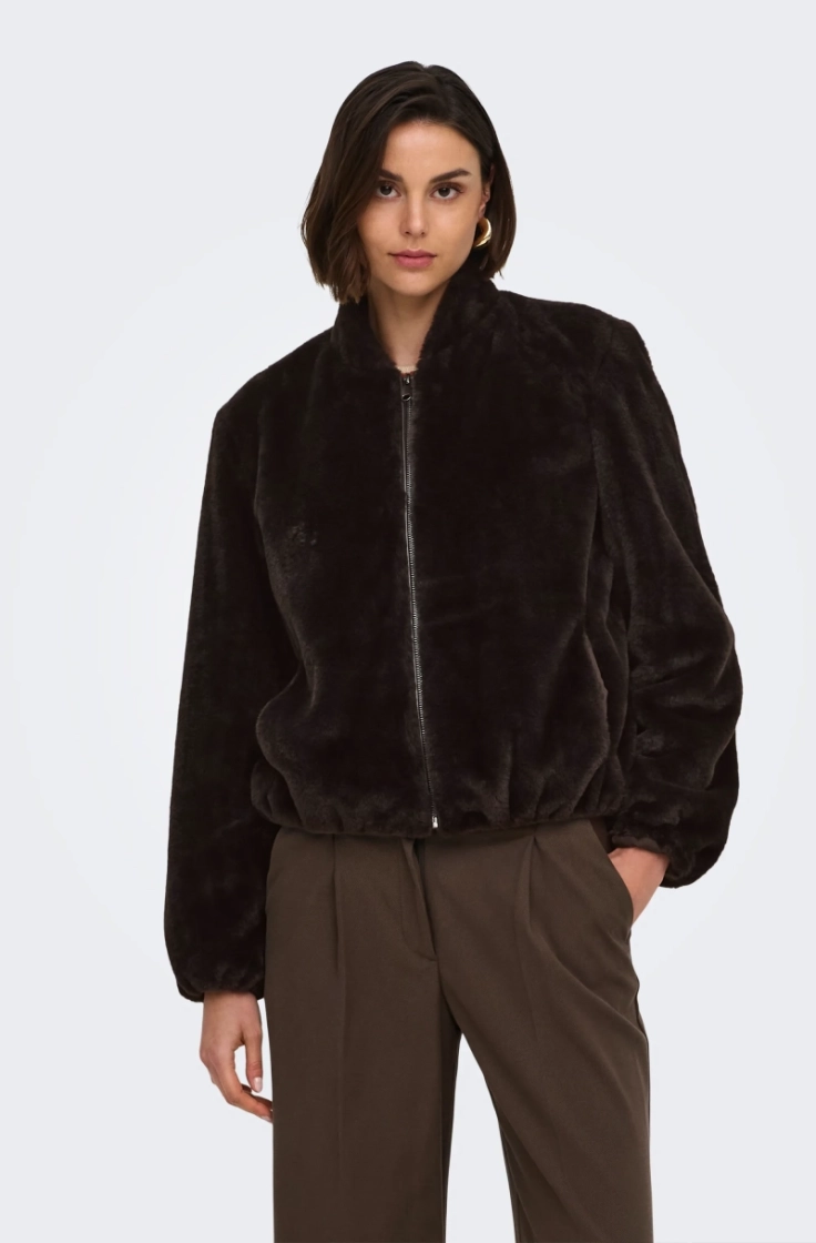 jdymacy faux fur balloon jacke chocolate torte