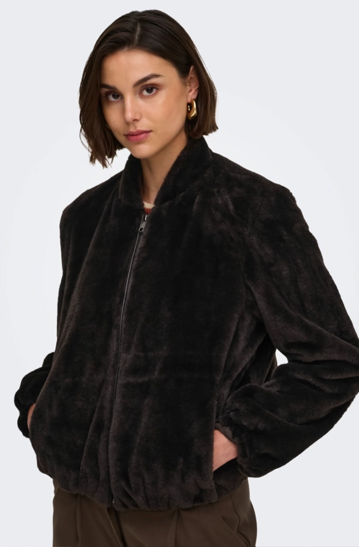 jdymacy faux fur balloon jacke chocolate torte