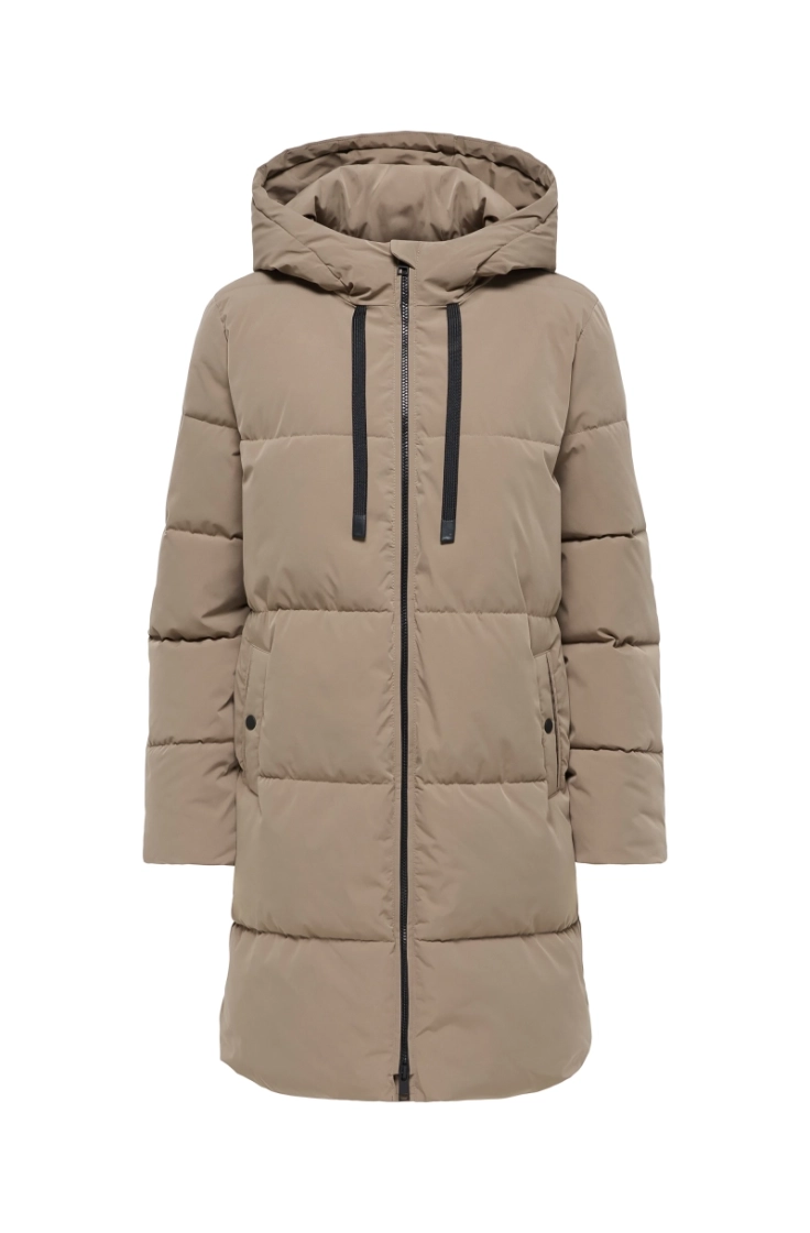 jdyblair long hood puffer otw walnut contrast