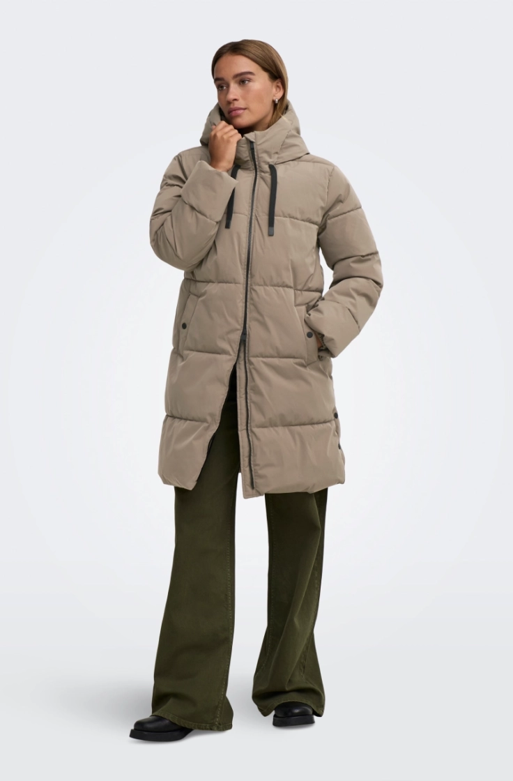 jdyblair long hood puffer otw walnut contrast