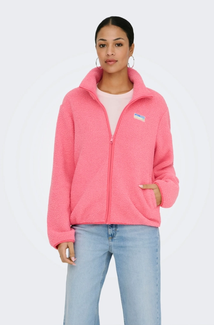 onleva teddy jacket cs otw pink lemonade