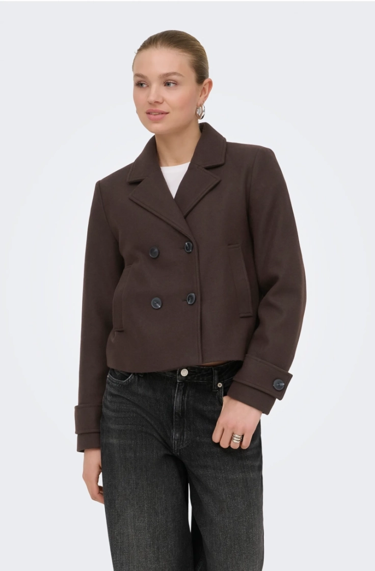 onlfreja short db jacket otw hot fudge melan