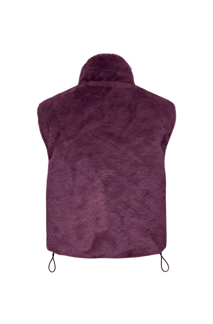 onldana faux fur rev.waistcoat mauve wine