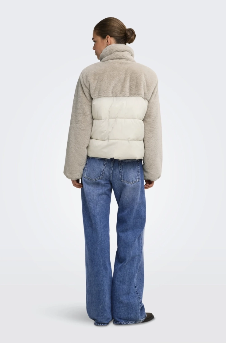 onlwanja fur puffer mix jacket moonbeam
