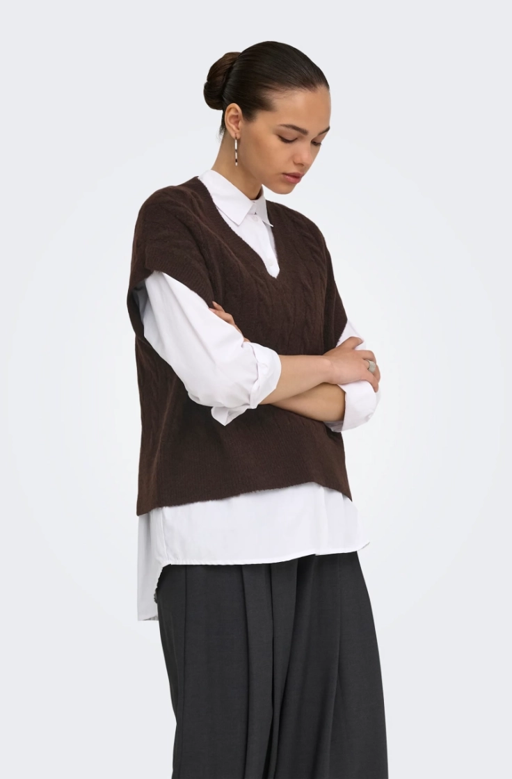 onlmelody vest knt coffee bean mel