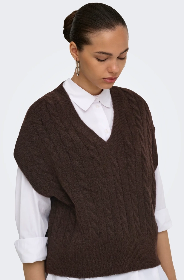 onlmelody vest knt coffee bean mel