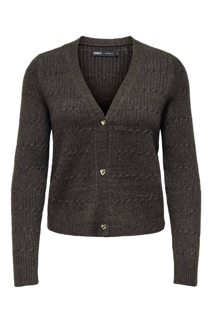 onlkatia ls vneck cardi knt chocolate torte
