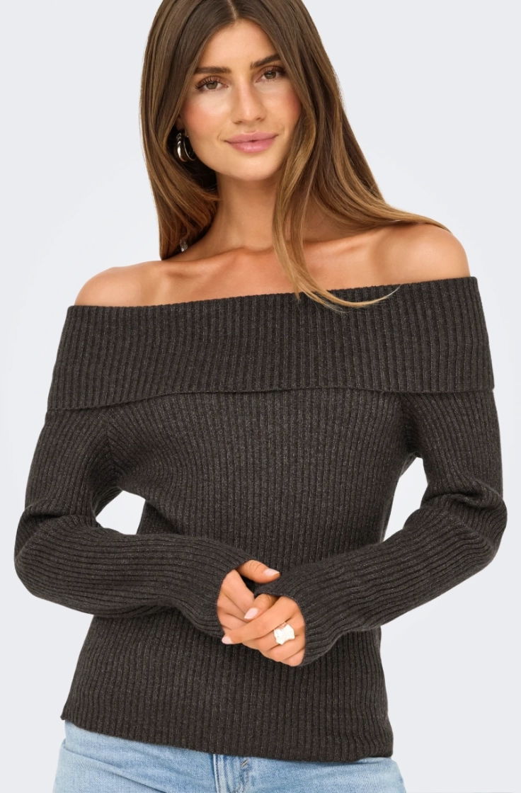 onlkatia ls off shoulder knt chocolate torte