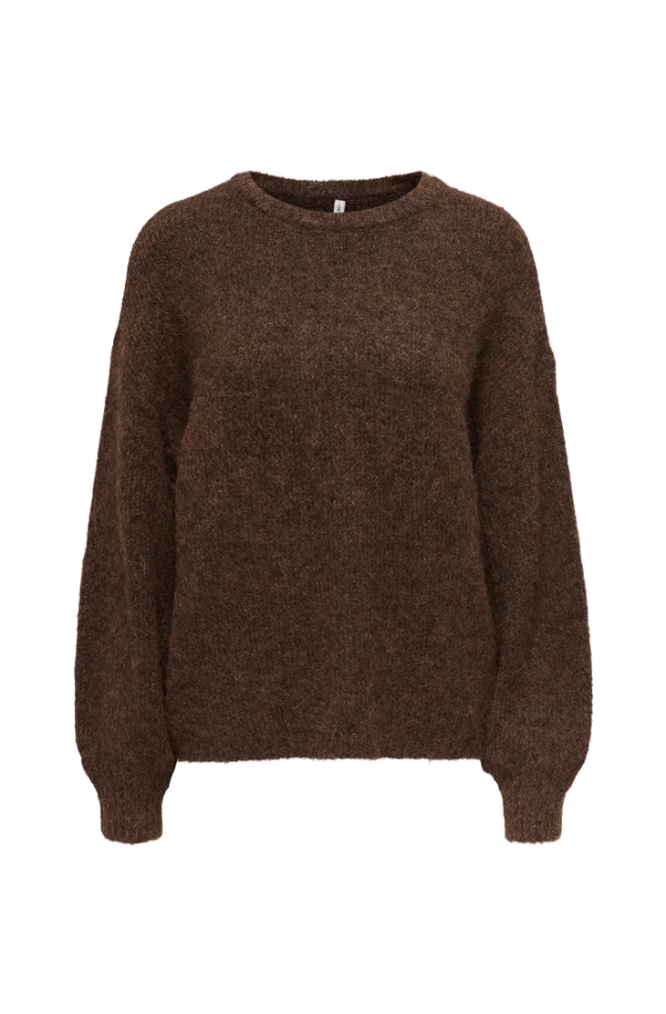 onlnellie ls o-neck knt coffee bean mel
