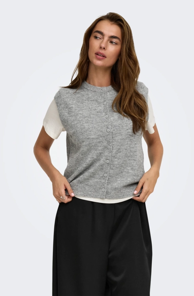 onlsimoni vest knt medium grey mel