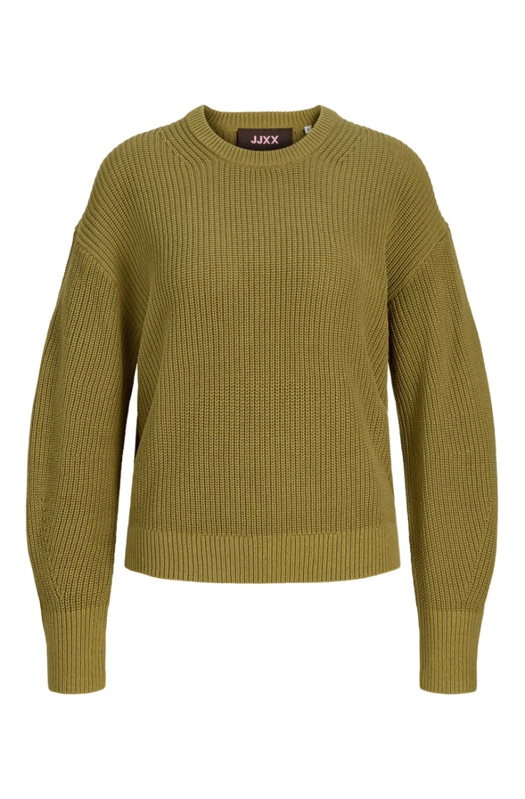 jxmila twist crew neck knit green moss