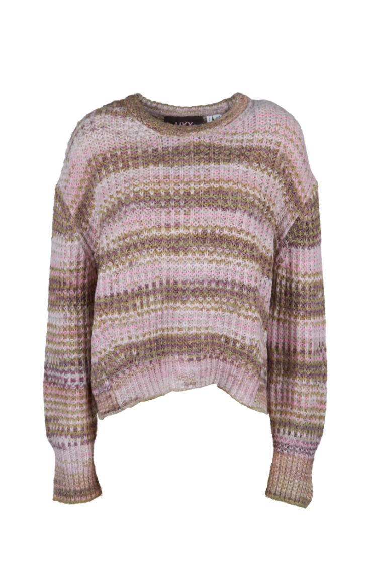 jxsimone space dye crew neck k green moss/mult