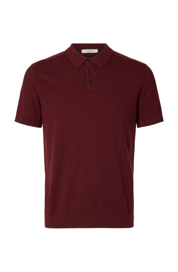slhberg ss knit polo tawny port