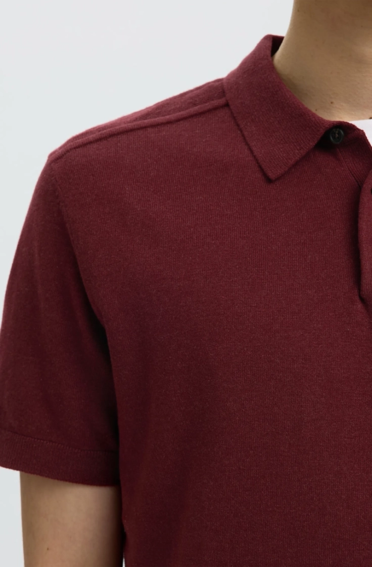 slhberg ss knit polo tawny port