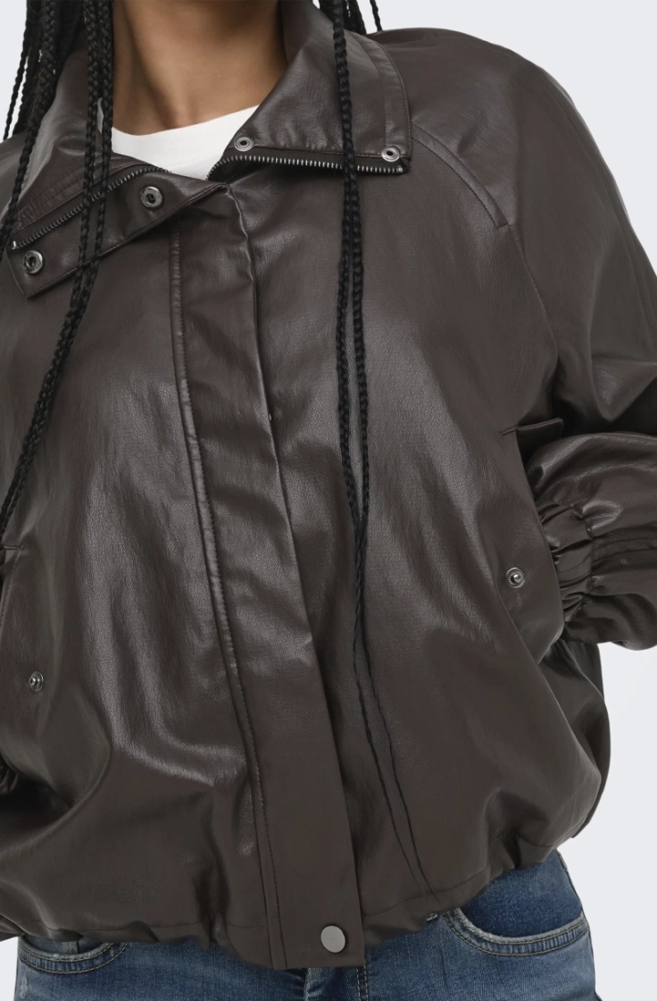 onlmini faux leather jacket cc raven