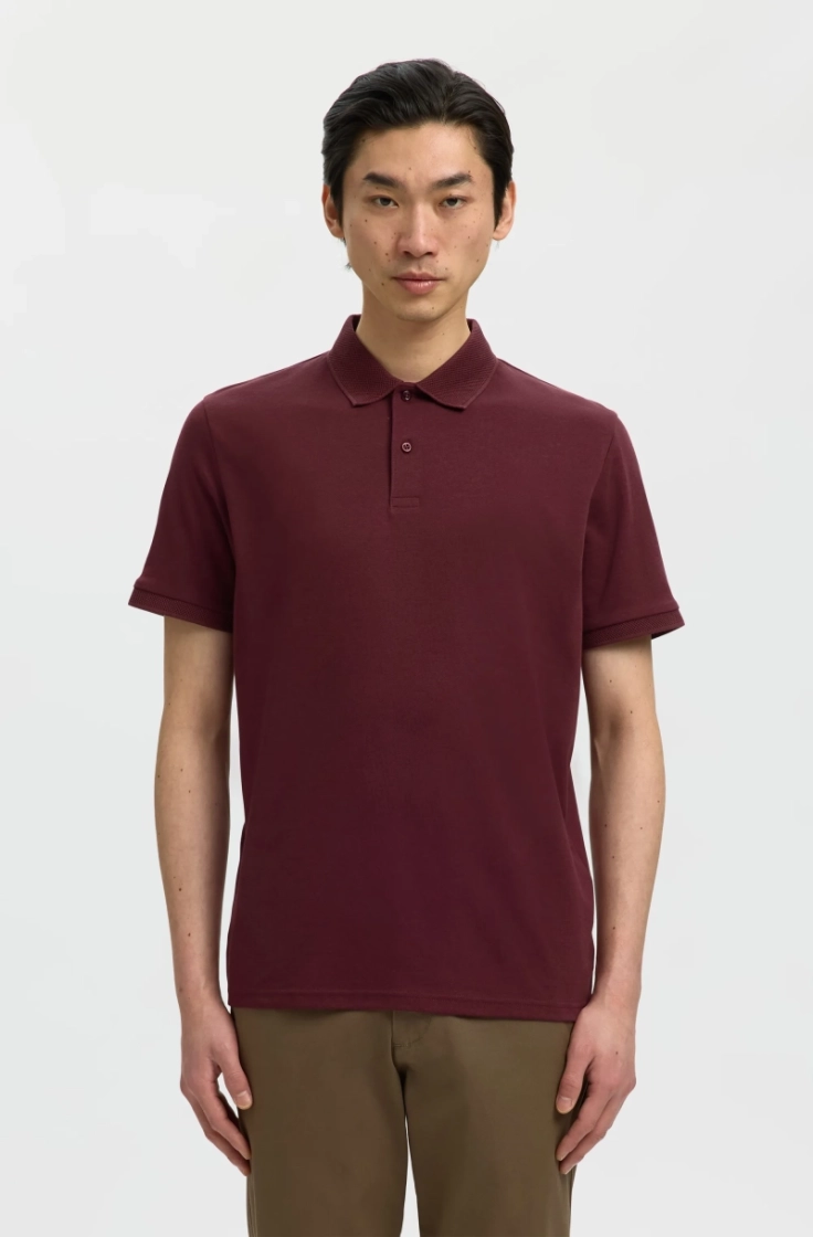 slhfave button ss polo tawny port