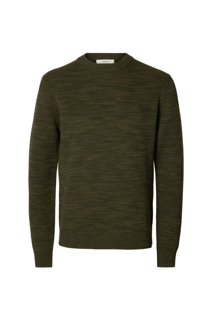 slhdane ls knit structure crew forest night ka